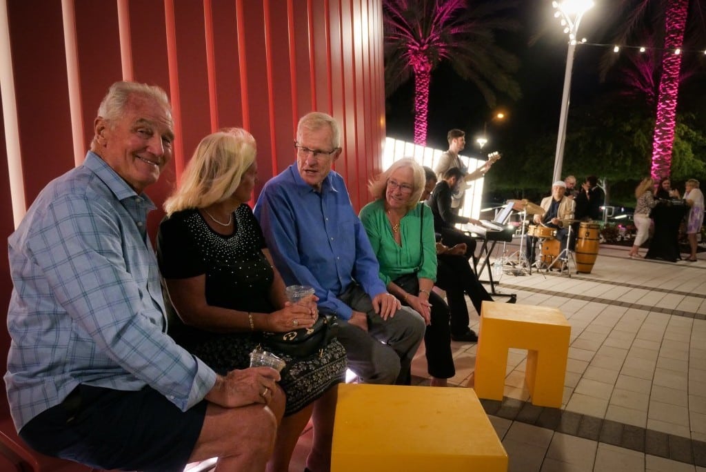 guests enjoying live music on The Kravis Family Plaza